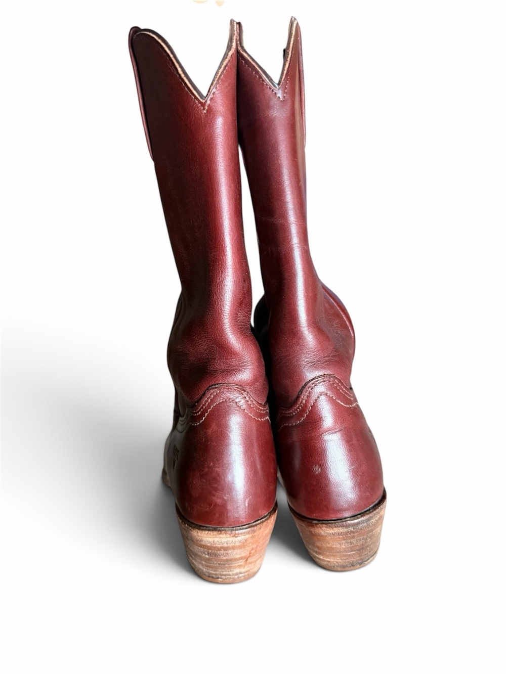 FRYE Vintage Red Brown Leather Western Cowboy Boots Festival Westerncore 8 - Picture 3 of 10